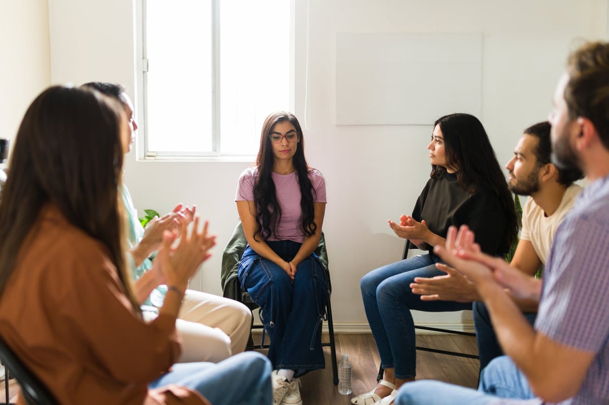 Group therapy session — rebuilding relationships in the 7 steps to addiction recovery