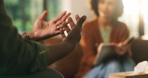 Wall press for anger in addiction recovery — hands pressing wall during therapy session, Cascadia Bountiful Life Bremerton WA